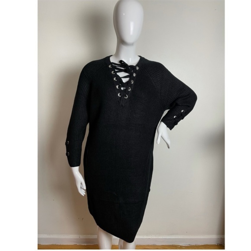 IN'VOLAND Dress plus size long‎ sleeves black 22X